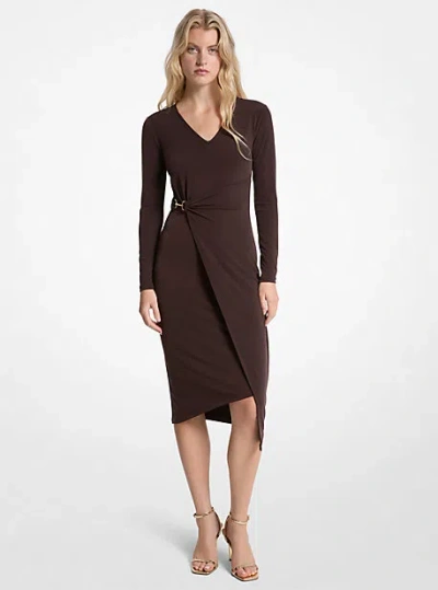 Michael Kors Stretch Matte Jersey Wrap Dress In Brown