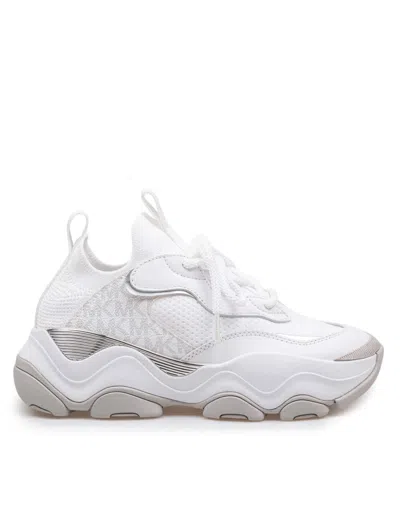Michael Kors Stretch Mesh And Leather White Atlas Sneakers