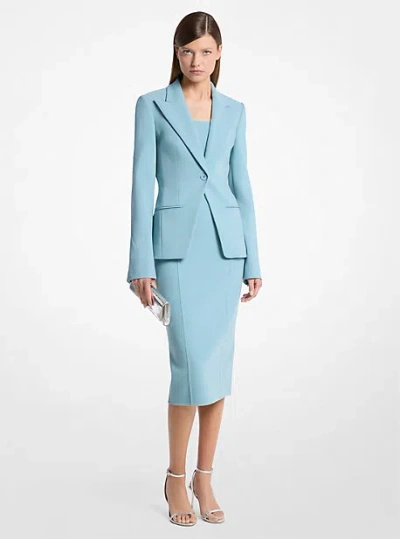 Michael Kors Sabrina Single-button Stretch Wool Blazer In Blue