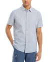 Michael Kors Stretch Short Sleeve Button Front Shirt In Chambray