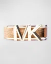 Michael Kors Stretch Straw Belt With Mk Logo Buckle In Multi