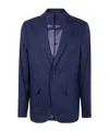 Michael Kors Linen Notch Blazer Flap Pockets In Blue