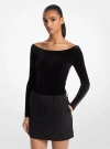 Michael Kors Stretch Velvet Bodysuit In Black