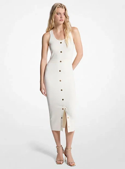 Michael Kors Stretch Viscose Blend Midi Tank Dress In White