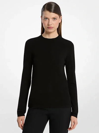 Michael Kors Stretch Viscose Long-sleeve Shirt In Black