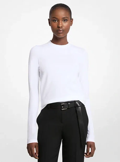 Michael Kors Stretch Viscose Long-sleeve Shirt In White