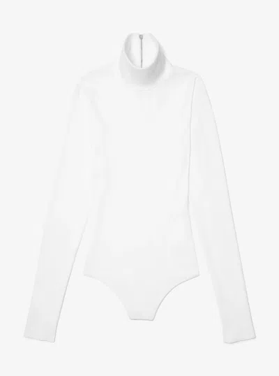 Michael Kors Stretch Viscose Turtleneck Bodysuit In White