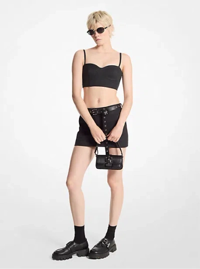 Michael Kors Stretch Wool Blend Bustier Top In Grey