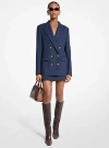 Michael Kors Double Breasted Gabardine Blazer In Blue