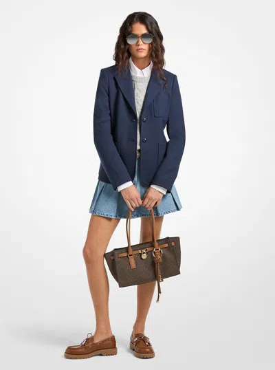 Michael Kors Stretch Wool Blend Twill Blazer In Blue