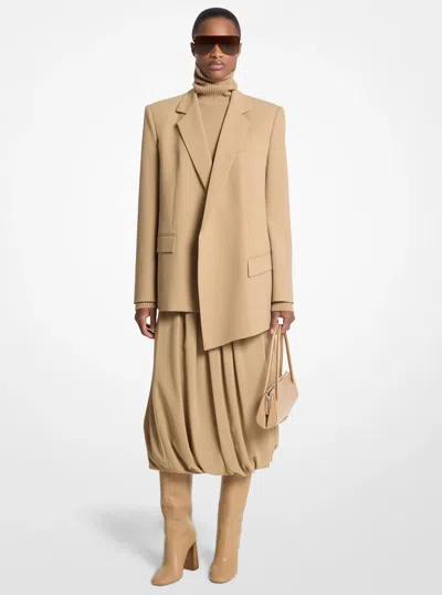 Michael Kors Stretch Wool Crepe Asymmetric Blazer In Natural In Nude