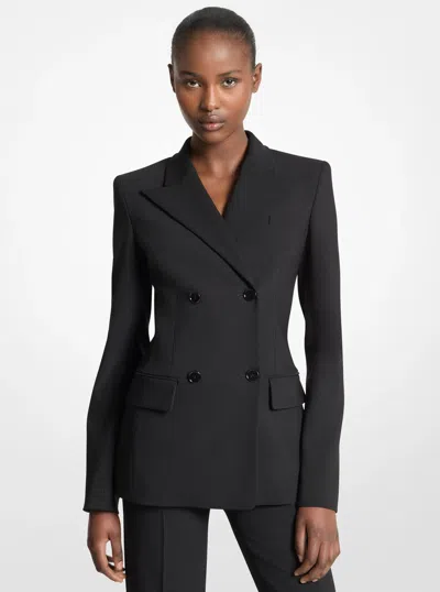 Michael Kors Stretch Wool Crepe Blazer In Black