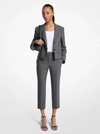 Michael Kors Stretch Wool Cropped Pants In Grey