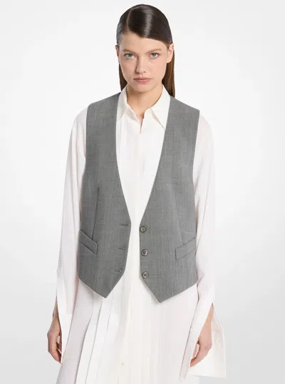 Michael Kors Stretch Wool Cropped Vest In Grey In Gray