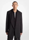 Michael Kors Stretch Wool Flannel Double-breasted Blazer In Black