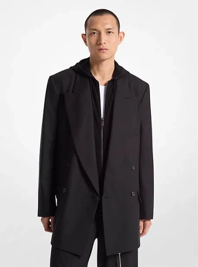 Michael Kors Stretch Wool Flannel Double-breasted Blazer In Black