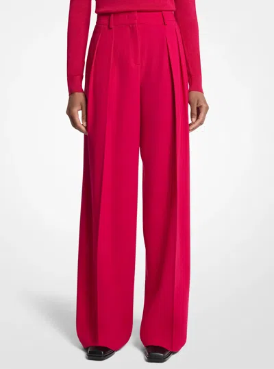 Michael Kors Stretch Wool Pleated Slouch Trousers In Pink In Red
