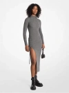 Michael Kors Stretch Wool Ruched Dress In Grey