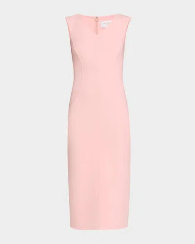 Michael Kors Stretch Wool Sleeveless Midi Dress In Pink
