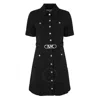 Michael Kors Stretchy Crepe Short Sleeve Belted Utility Dress In Black