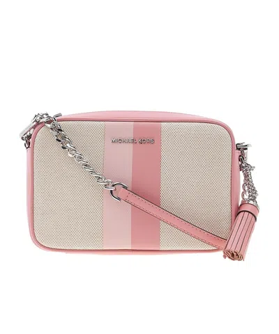 Michael Kors Stripe Camera Shoulder Bag In Nude