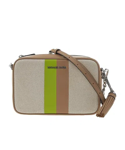 Michael Kors Stripe Camera Shoulder Bag In Nude