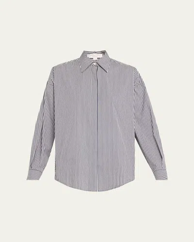 Michael Kors Stripe Oversized Wedge Shirt In Maritop W
