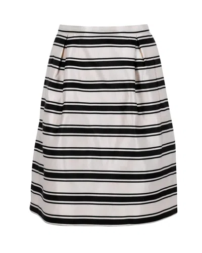 Michael Kors Stripe Skirt In White Silk