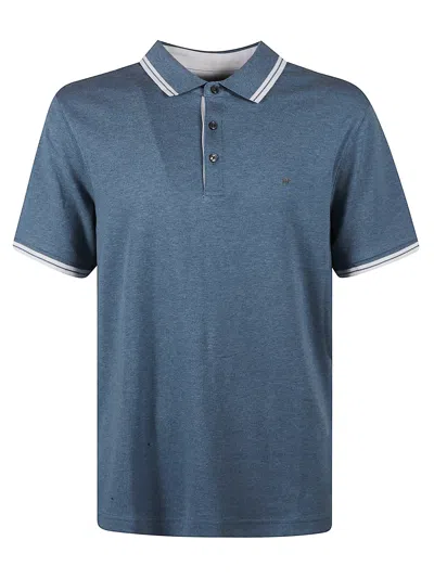 Michael Kors Stripe Trimmed Polo Shirt In Avio