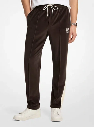 Michael Kors Stripe Velour Joggers In Black