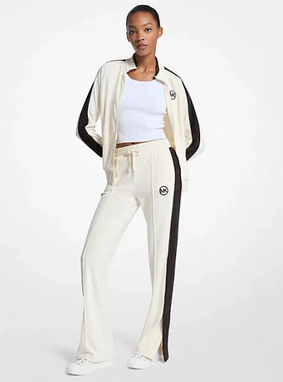 Michael Kors Stripe Velour Track Pants In Brown