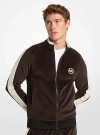 Michael Kors Stripe Velour Zip-up Jacket In Black