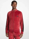 Michael Kors Stripe Velour Zip-up Jacket In Red