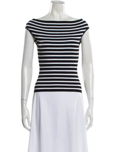 Pre-owned Michael Kors Striped Bateau Neckline Top In Multi