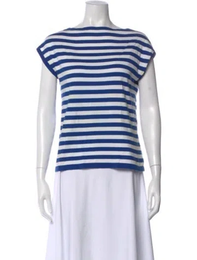 Pre-owned Michael Kors Striped Bateau Neckline Top In White