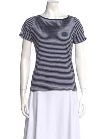 Pre-owned Michael Kors Striped Bateau Neckline T-shirt In Black