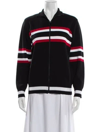 Pre-owned Michael Kors Striped Bomber Jacket In Black