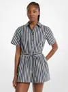 Michael Kors Striped Cotton Poplin Romper In Multi