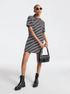 Michael Kors Crew Neck Striped Cotton T-shirt Dress In Black