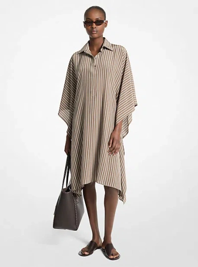 Michael Kors Striped Crepe De Chine Caftan Shirtdress
