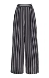 Michael Kors Striped Crepe De Chine Wide-leg Pants In Multi