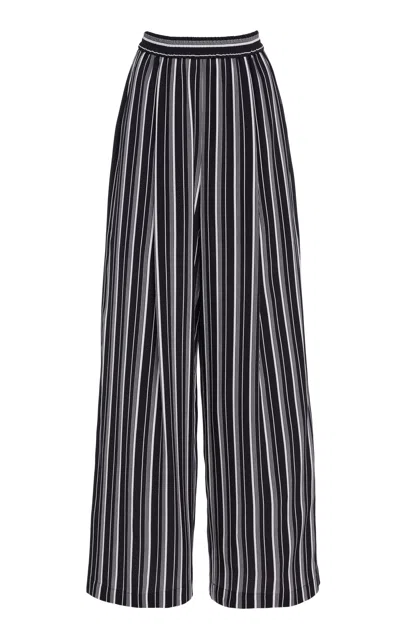Michael Kors Striped Crepe De Chine Wide-leg Pants In Multi
