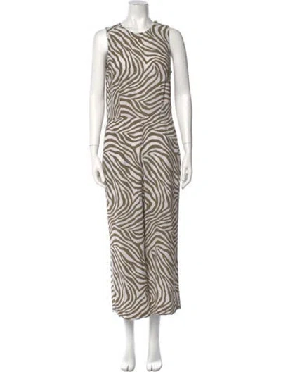 Pre-owned Michael Kors Striped Crew Neck Jumpsuit In Multi