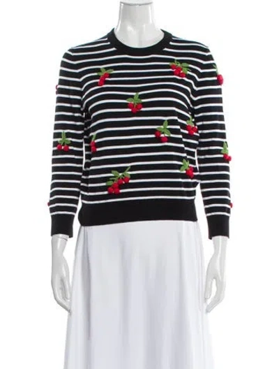 Pre-owned Michael Kors Striped Crew Neck Sweater In Black