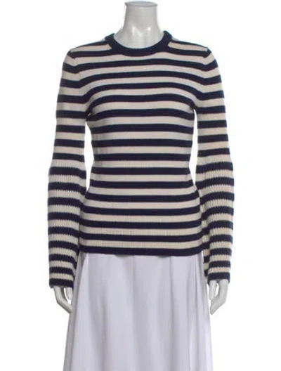 Pre-owned Michael Kors Striped Crew Neck Sweater In Blue