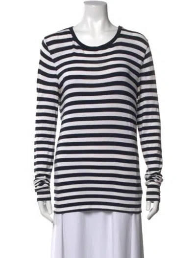Pre-owned Michael Kors Striped Crew Neck Sweater In Blue
