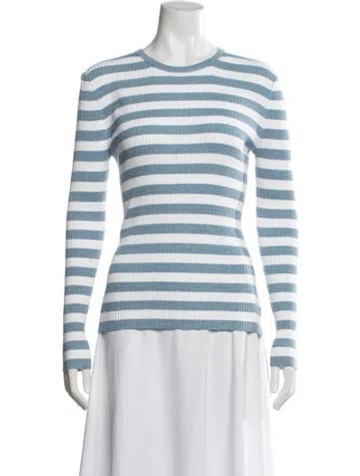 Pre-owned Michael Kors Striped Crew Neck Sweater In Blue/white