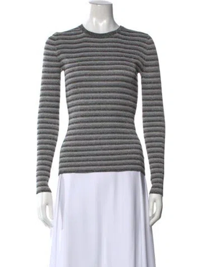 Pre-owned Michael Kors Striped Crew Neck Sweater In Grey/metallic