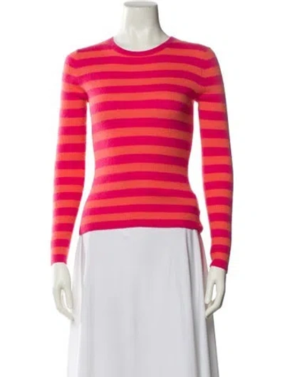 Pre-owned Michael Kors Striped Crew Neck Sweater In Orange