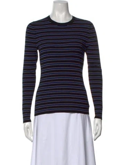 Pre-owned Michael Kors Striped Crew Neck Top In Black/blue